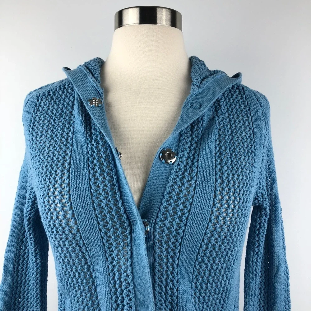Blue Knit Hoodie Sweater XS